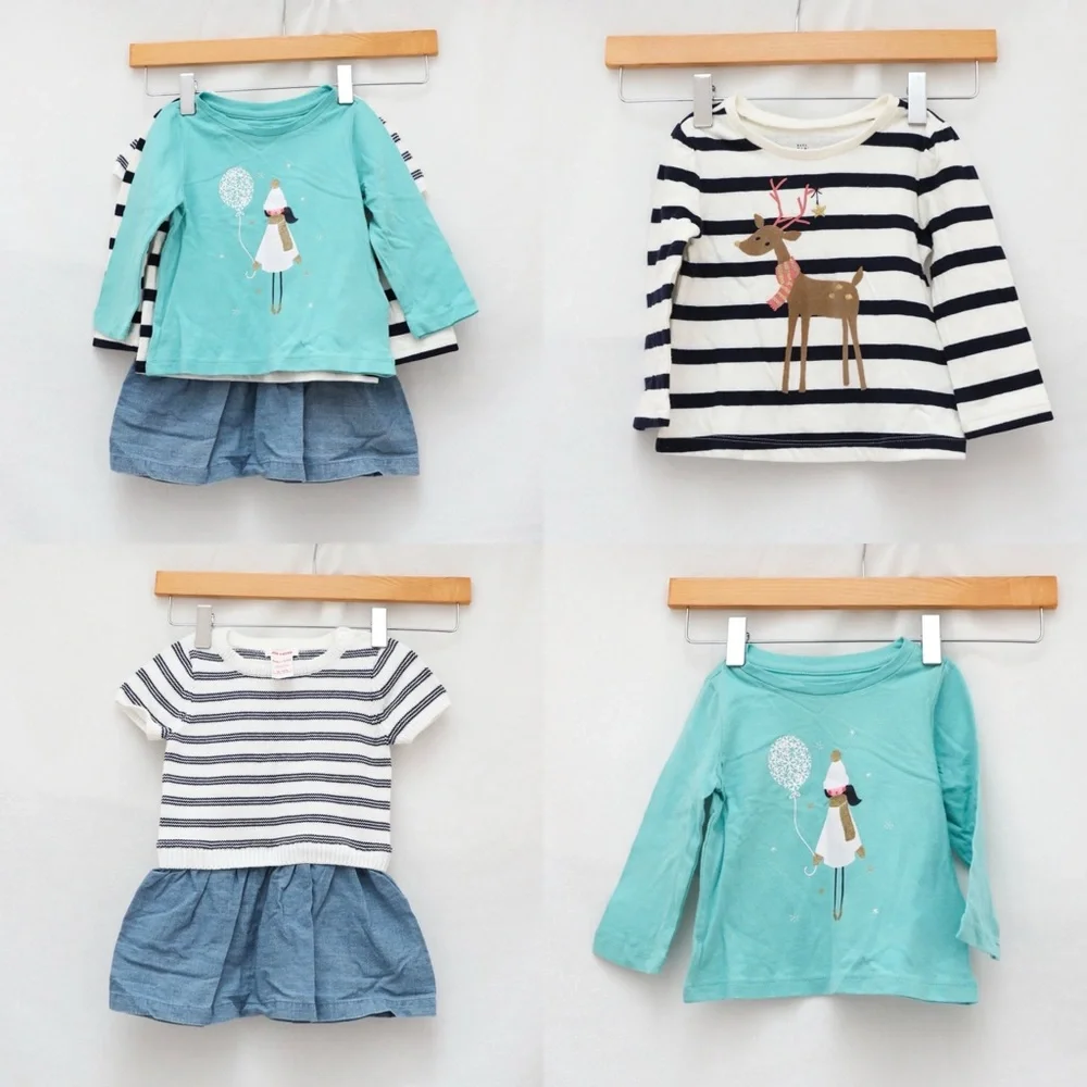 Set of 2 Baby Gap tops 1 Joe Fresh dress baby girl infant 12-18 toddler striped - Picture 1 of 13